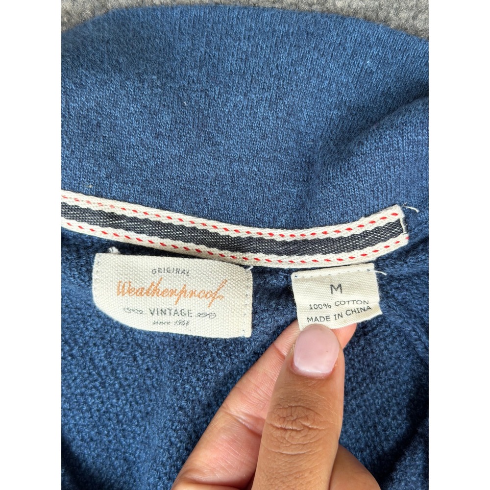 Weatherproof Vintage Mens Blue Knit Polo Shirt Short Sleeve 100% Cotton Size M - Picture 2 of 5